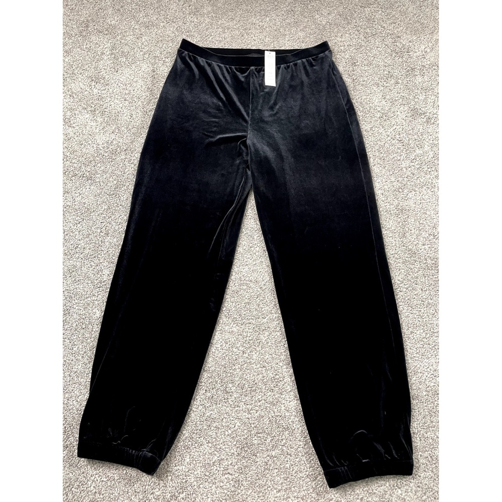Chicos Pants Womens 1R 8 10 Medium Black Travelers Velvet Jogger Pull On NEW